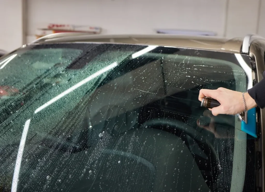 Professional windshield film application