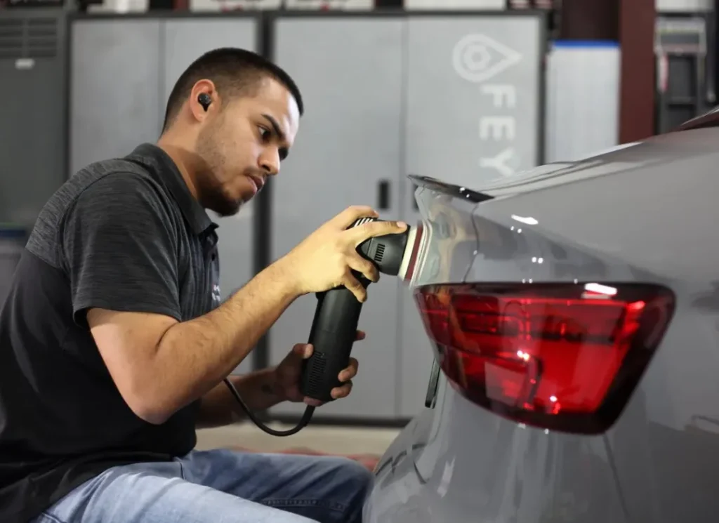 Hand polishing car